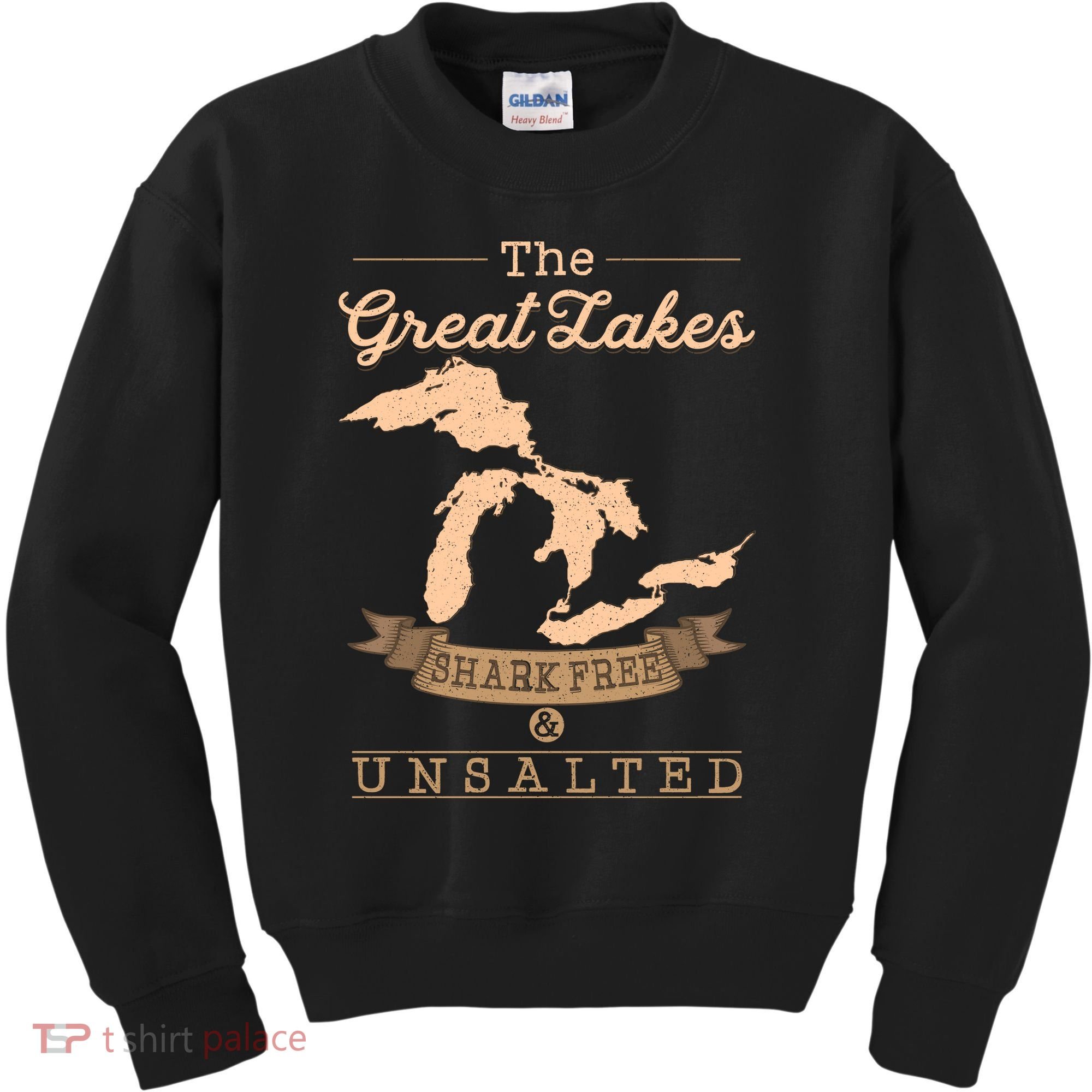 The Great Lakes Shark Free Unsalted Michigan Gift Kids Sweatshirt