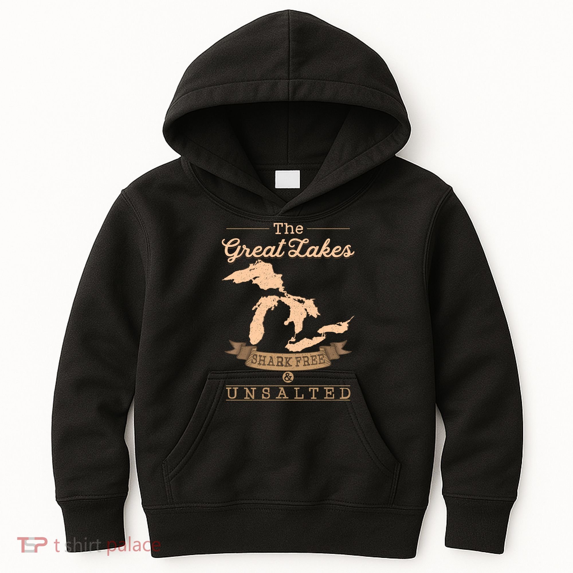 The Great Lakes Shark Free Unsalted Michigan Gift Kids Hoodie
