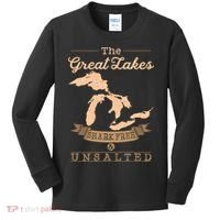 The Great Lakes Shark Free Unsalted Michigan Gift Kids Long Sleeve Shirt thumb 0