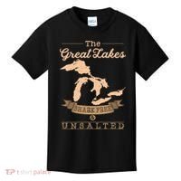 The Great Lakes Shark Free Unsalted Michigan Gift Kids T-Shirt thumb 0