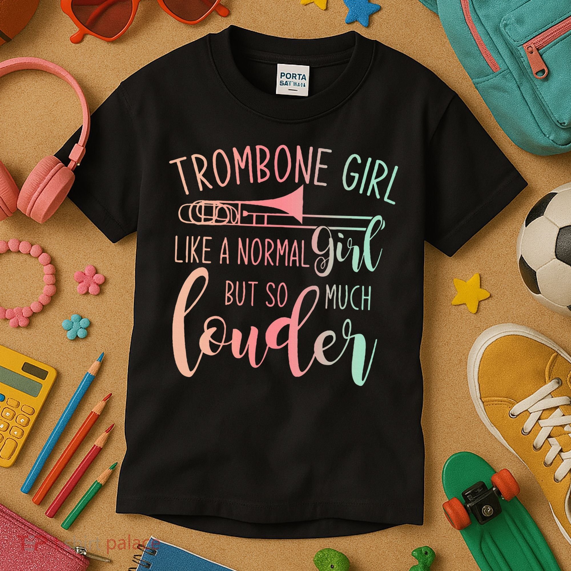 Trombone Girl Like A Normal Girl But Way Louder Trombone Kids T-Shirt