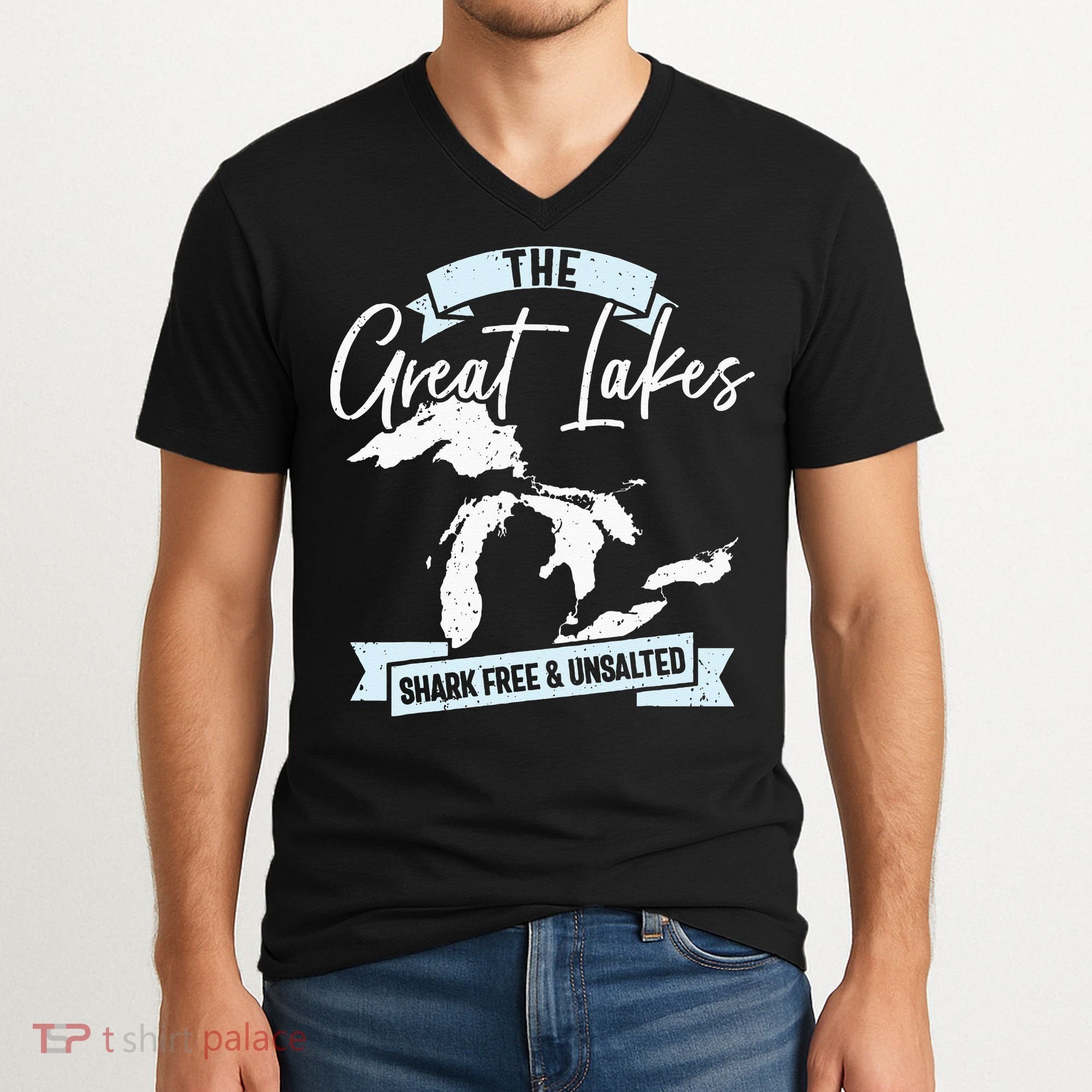 The Great Lakes Michigan Great Lakes Tourist V-Neck T-Shirt