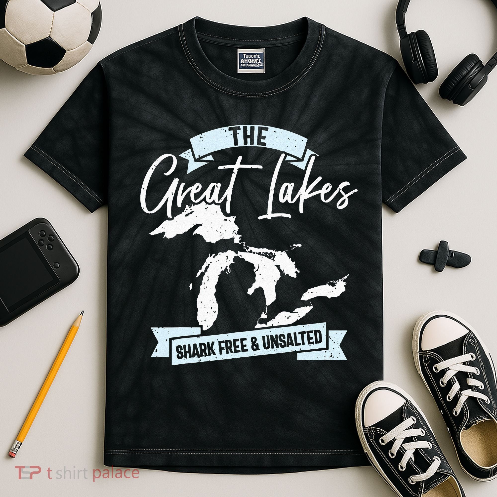 The Great Lakes Michigan Great Lakes Tourist Kids Tie-Dye T-Shirt