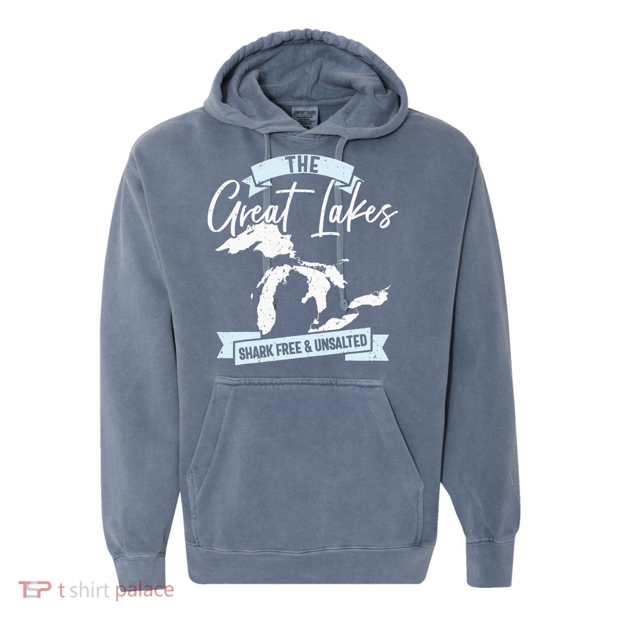 The Great Lakes Michigan Great Lakes Tourist Comfort Colors Garment-Dyed Hooded Sweatshirt