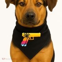 Tropical Gun Lover Firearm Beach Cute Hawaiian Gift Aloha USA-Made Doggie Bandana thumb 1