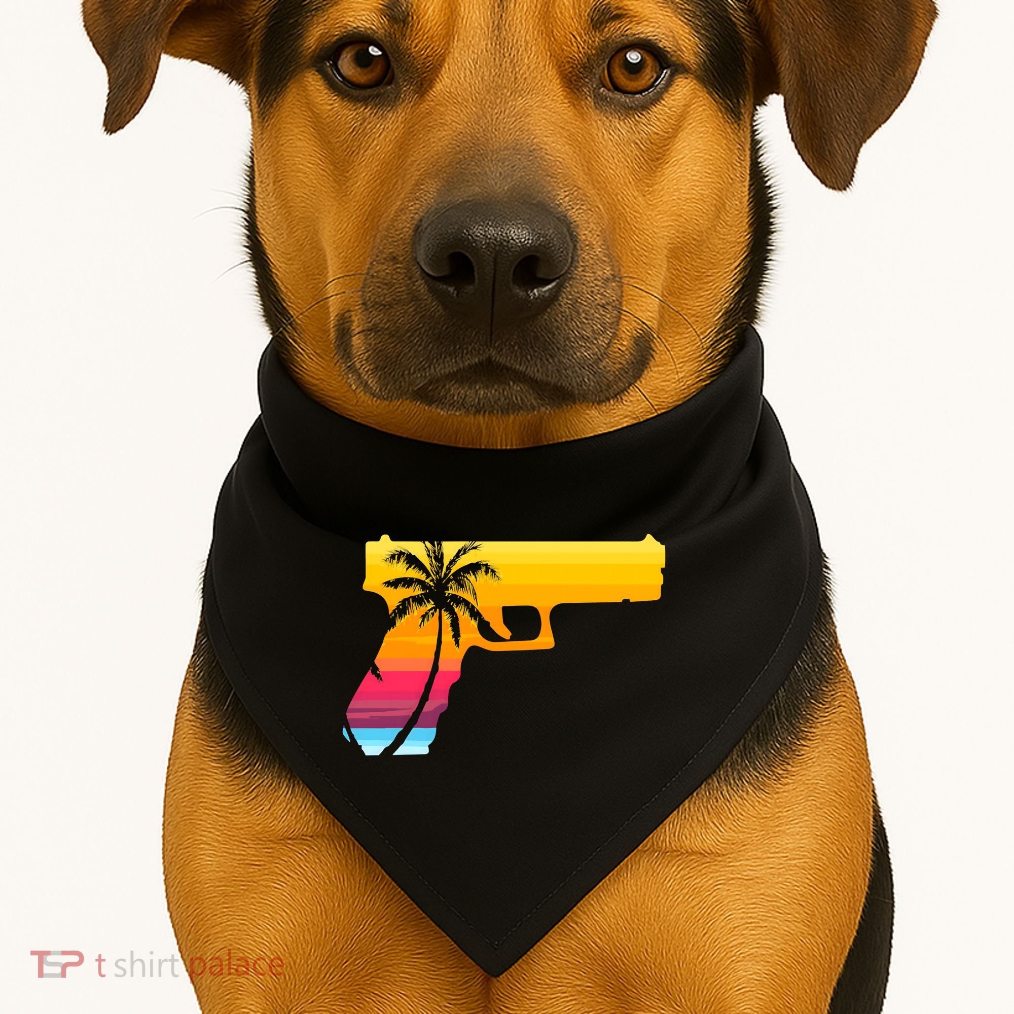 Tropical Gun Lover Firearm Beach Cute Hawaiian Gift Aloha USA-Made Doggie Bandana