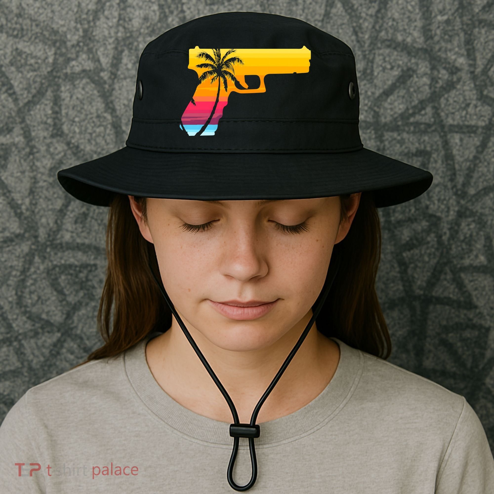 Tropical Gun Lover Firearm Beach Cute Hawaiian Gift Aloha Bucket Hat