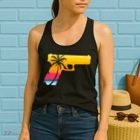 Tropical Gun Lover Firearm Beach Cute Hawaiian Gift Aloha Women's Tank Top thumb 2