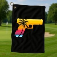 Tropical Gun Lover Firearm Beach Cute Hawaiian Gift Aloha Golf Towel thumb 1