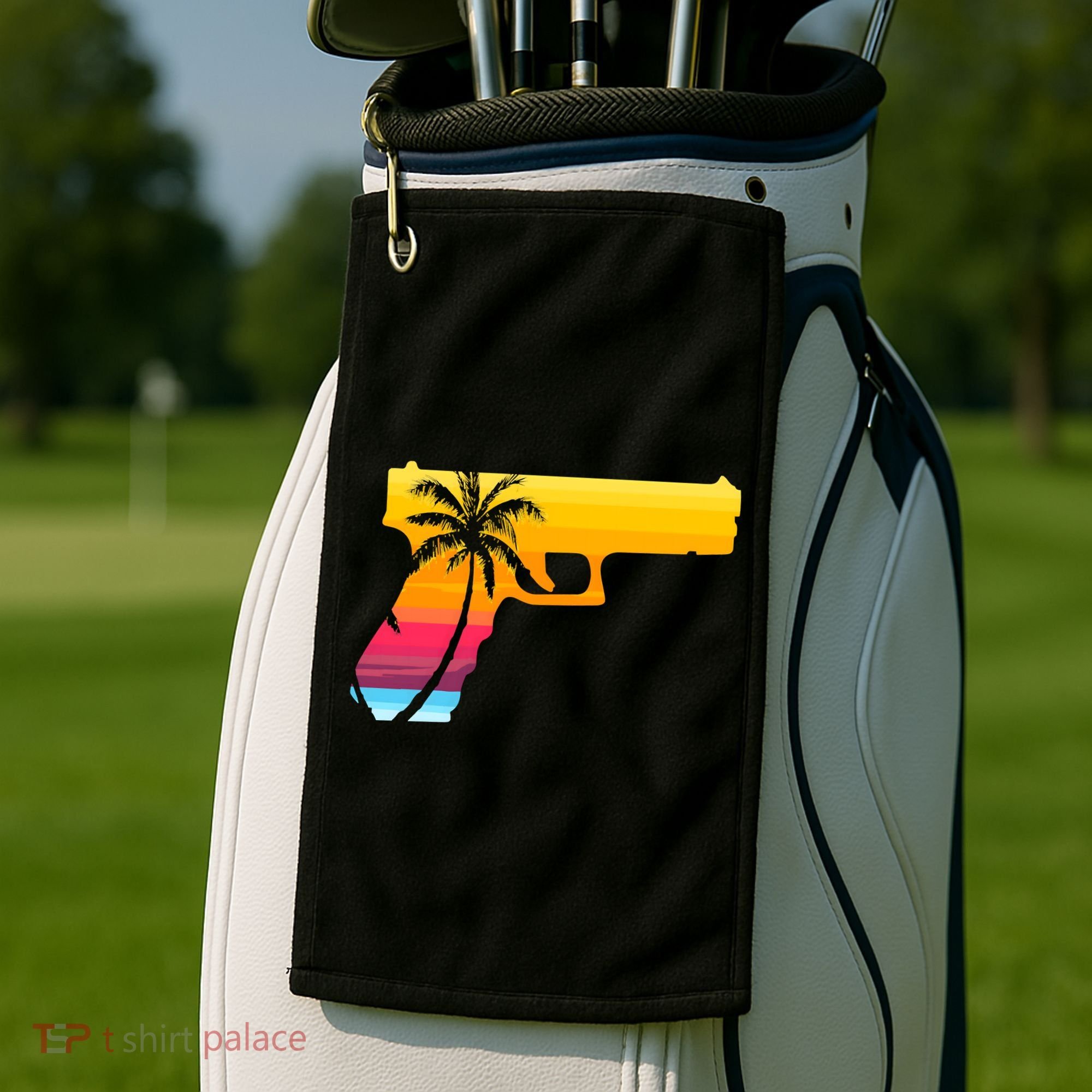 Tropical Gun Lover Firearm Beach Cute Hawaiian Gift Aloha Golf Towel