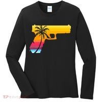 Tropical Gun Lover Firearm Beach Cute Hawaiian Gift Aloha Women's Long Sleeve Shirt thumb 0