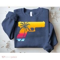 Tropical Gun Lover Firearm Beach Cute Hawaiian Gift Aloha Sweatshirt thumb 2