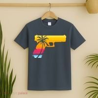 Tropical Gun Lover Firearm Beach Cute Hawaiian Gift Aloha T-Shirt thumb 2