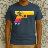 Tropical Gun Lover Firearm Beach Cute Hawaiian Gift Aloha T-Shirt thumb 3