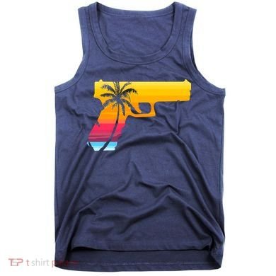 Tropical Gun Lover Firearm Beach Cute Hawaiian Gift Aloha Tank Top