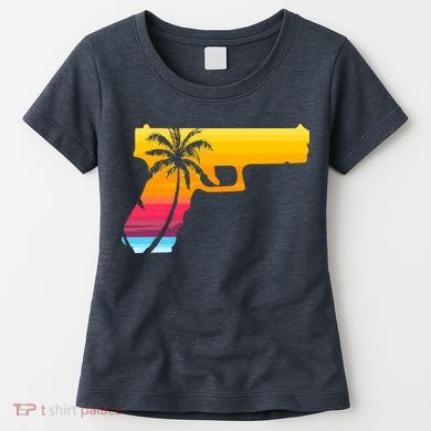 Tropical Gun Lover Firearm Beach Cute Hawaiian Gift Aloha Women's T-Shirt