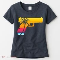 Tropical Gun Lover Firearm Beach Cute Hawaiian Gift Aloha Women's T-Shirt thumb 0