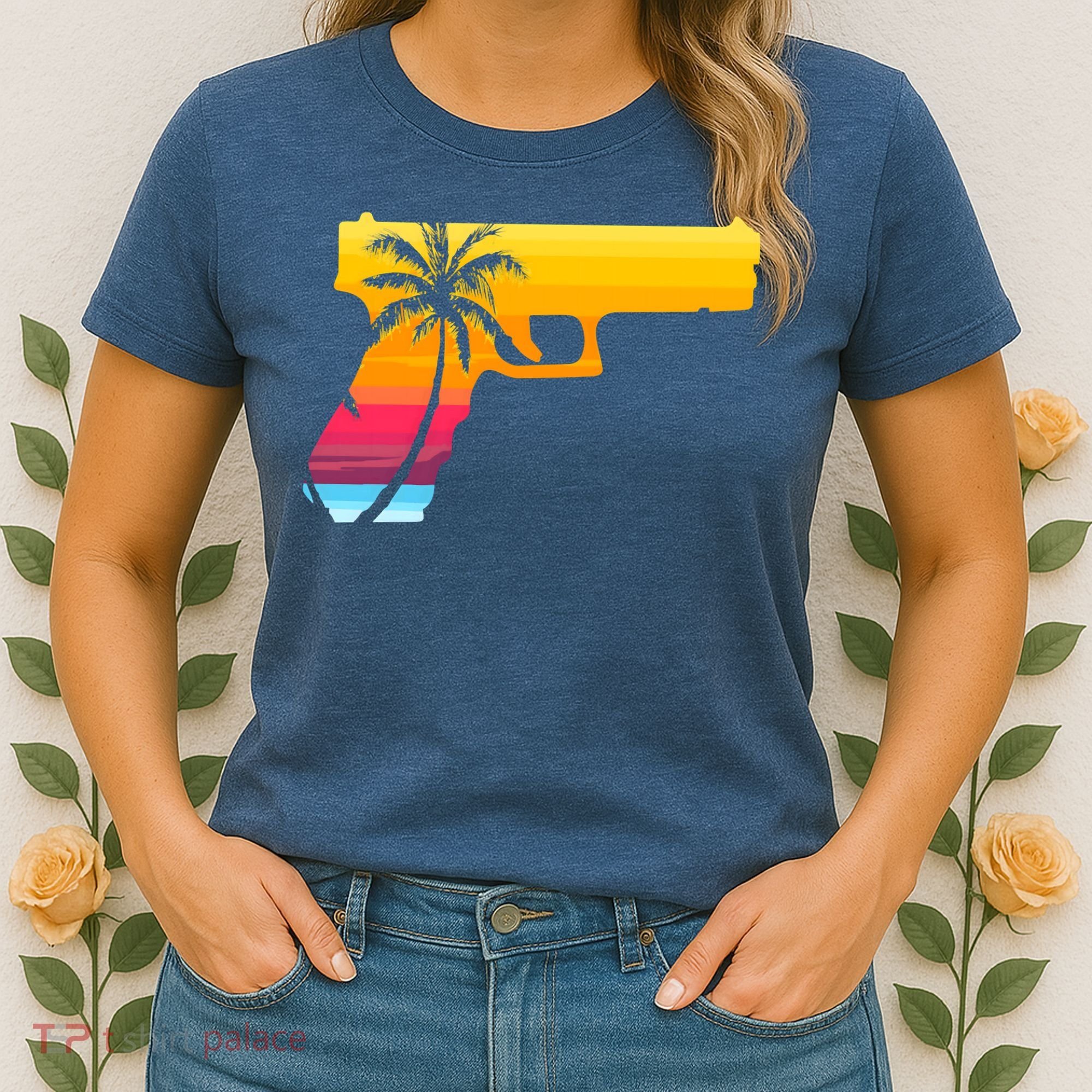 Tropical Gun Lover Firearm Beach Cute Hawaiian Gift Aloha Women's T-Shirt