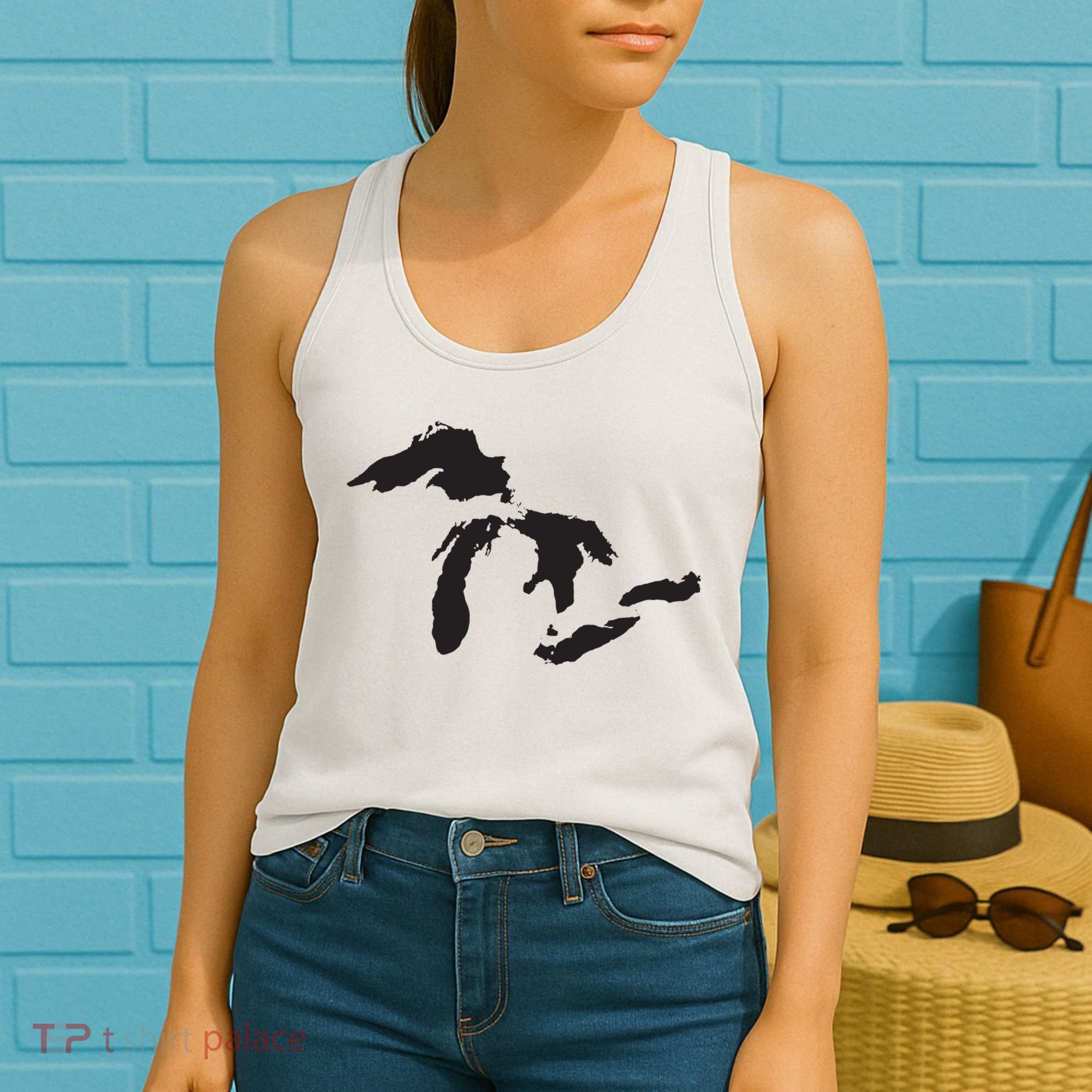 The Great Lakes Detroit Michigan T Women's Tank Top