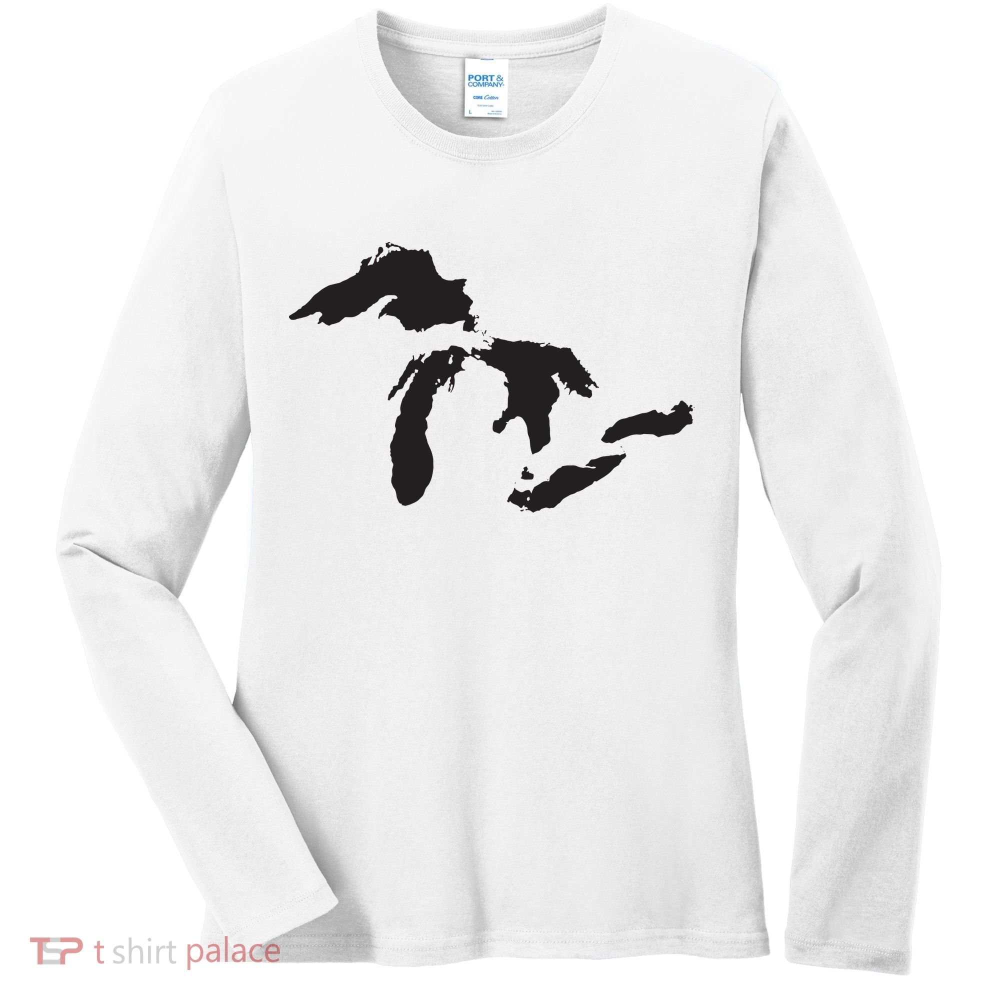 The Great Lakes Detroit Michigan T Women's Long Sleeve Shirt