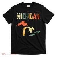 The Great Lakes Largest Water Retro Color Michigan Mi Pride T-Shirt thumb 0
