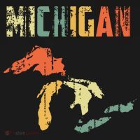 The Great Lakes Largest Water Retro Color Michigan Mi Pride T-Shirt thumb 7