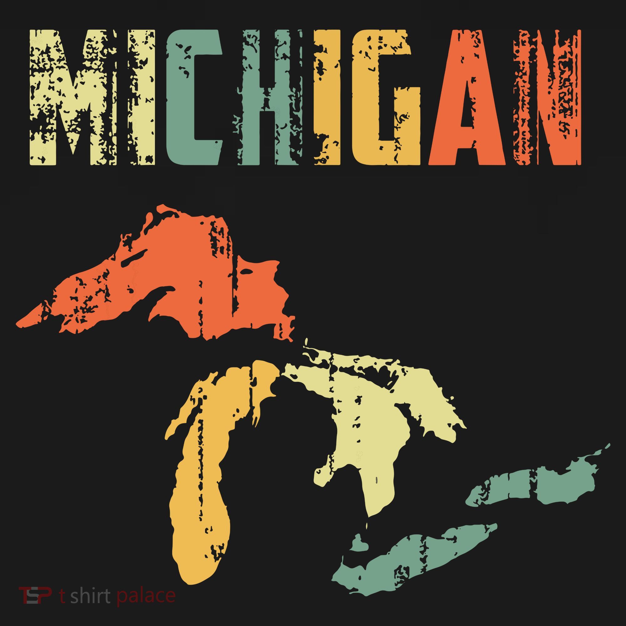The Great Lakes Largest Water Retro Color Michigan Mi Pride T-Shirt