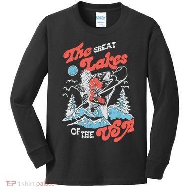 The Great Lakes Retro Inspired Graphic Kids Long Sleeve Shirt