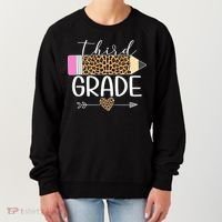 Third Grade Leopard Pencil Back To School Teachers Women's Sweatshirt thumb 0