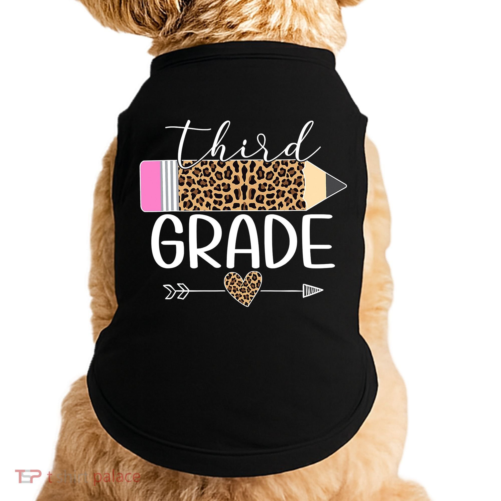 Third Grade Leopard Pencil Back To School Teachers Doggie Tank