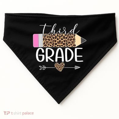 Third Grade Leopard Pencil Back To School Teachers USA-Made Doggie Bandana