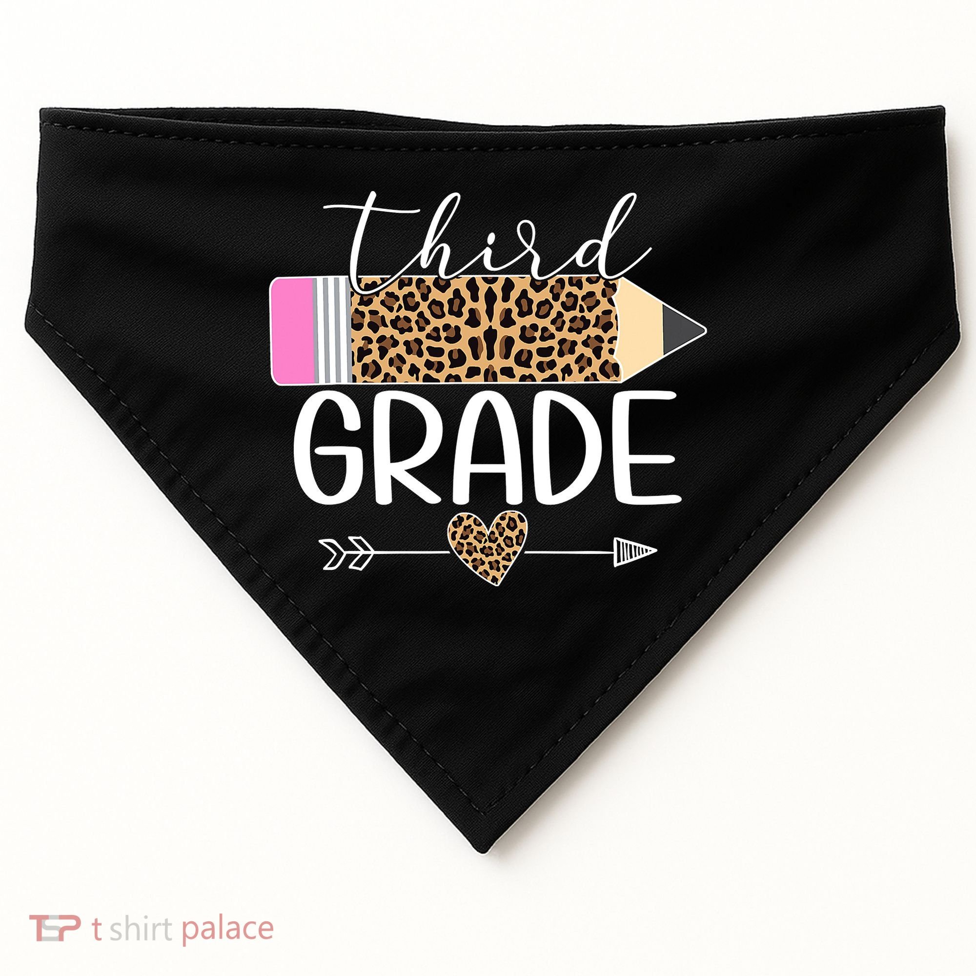 Third Grade Leopard Pencil Back To School Teachers USA-Made Doggie Bandana