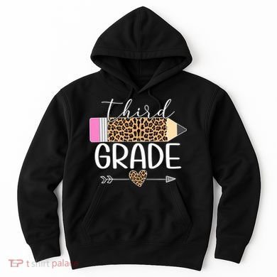 Third Grade Leopard Pencil Back To School Teachers Hoodie