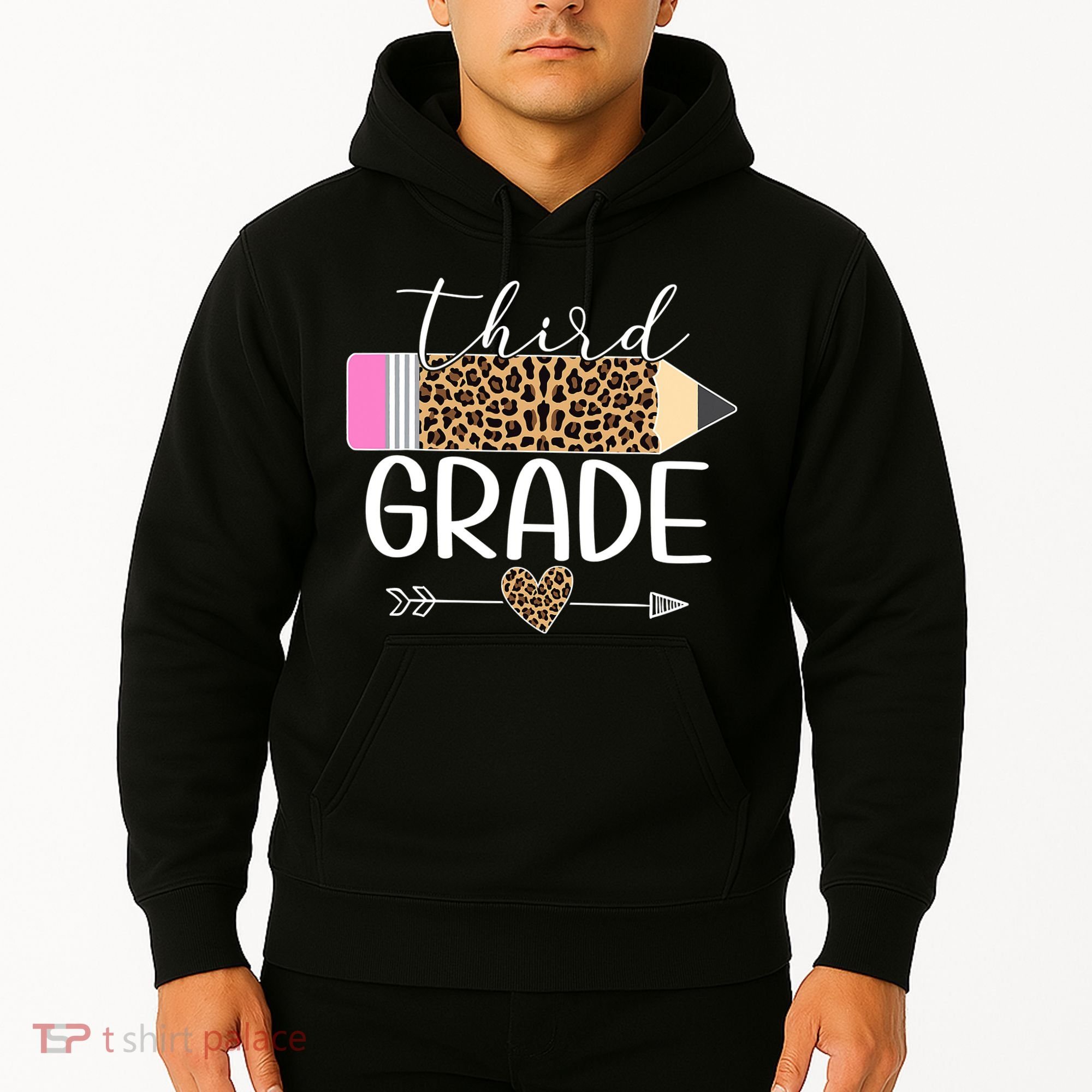 Third Grade Leopard Pencil Back To School Teachers Hoodie