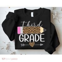 Third Grade Leopard Pencil Back To School Teachers Sweatshirt thumb 2