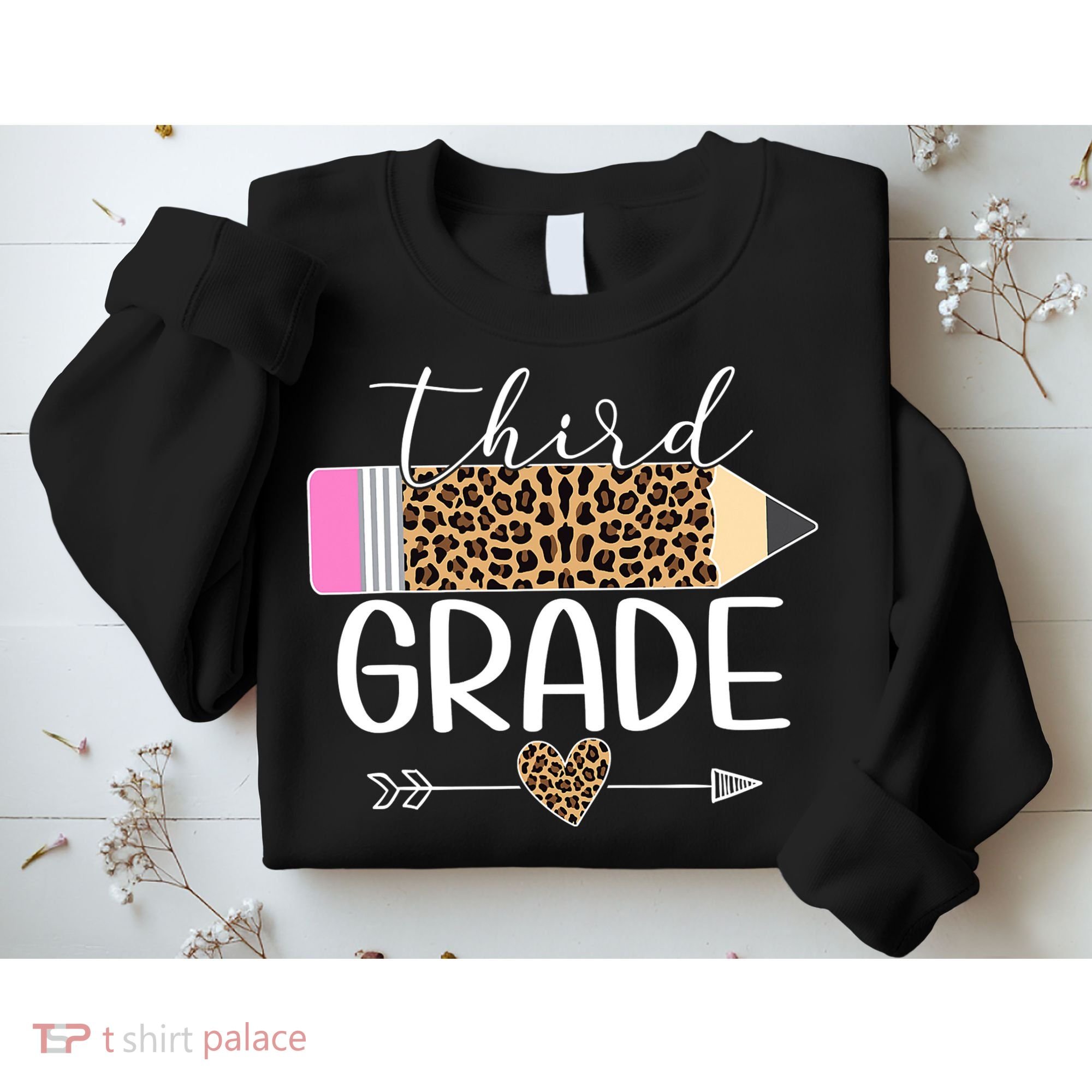 Third Grade Leopard Pencil Back To School Teachers Sweatshirt