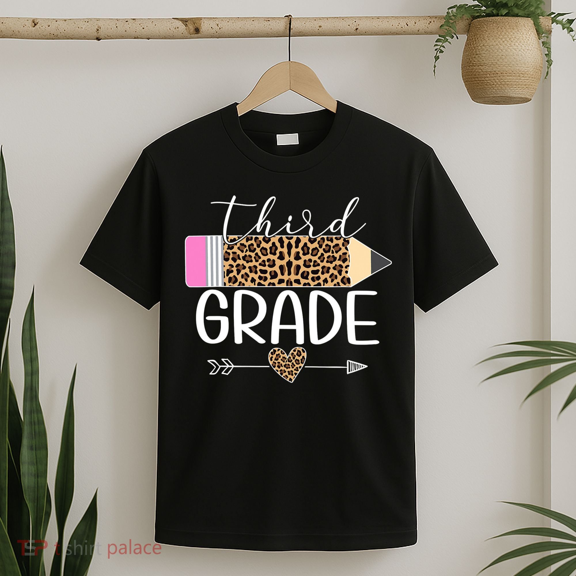Third Grade Leopard Pencil Back To School Teachers T-Shirt