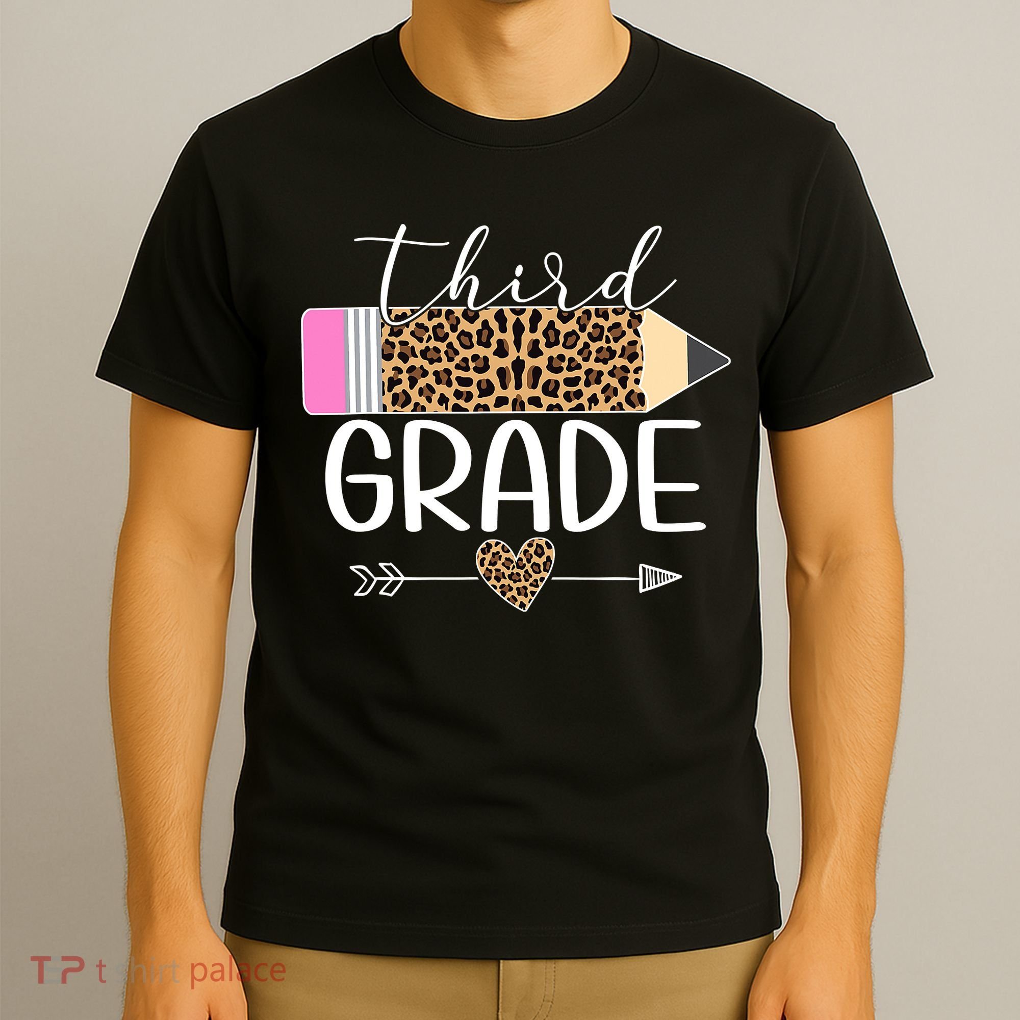 Third Grade Leopard Pencil Back To School Teachers T-Shirt