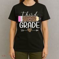 Third Grade Leopard Pencil Back To School Teachers T-Shirt thumb 4