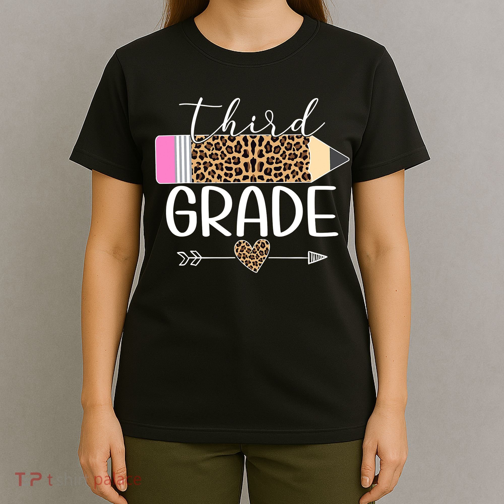 Third Grade Leopard Pencil Back To School Teachers T-Shirt