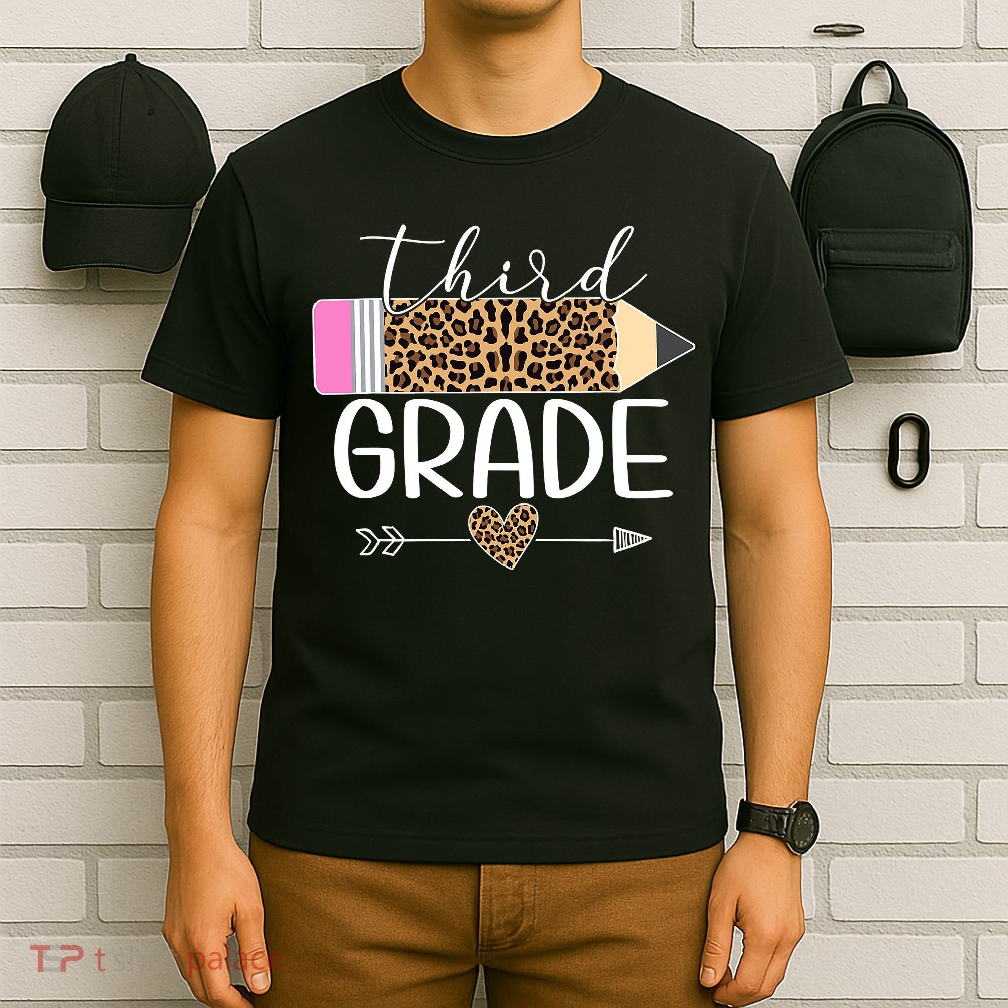 Third Grade Leopard Pencil Back To School Teachers T-Shirt