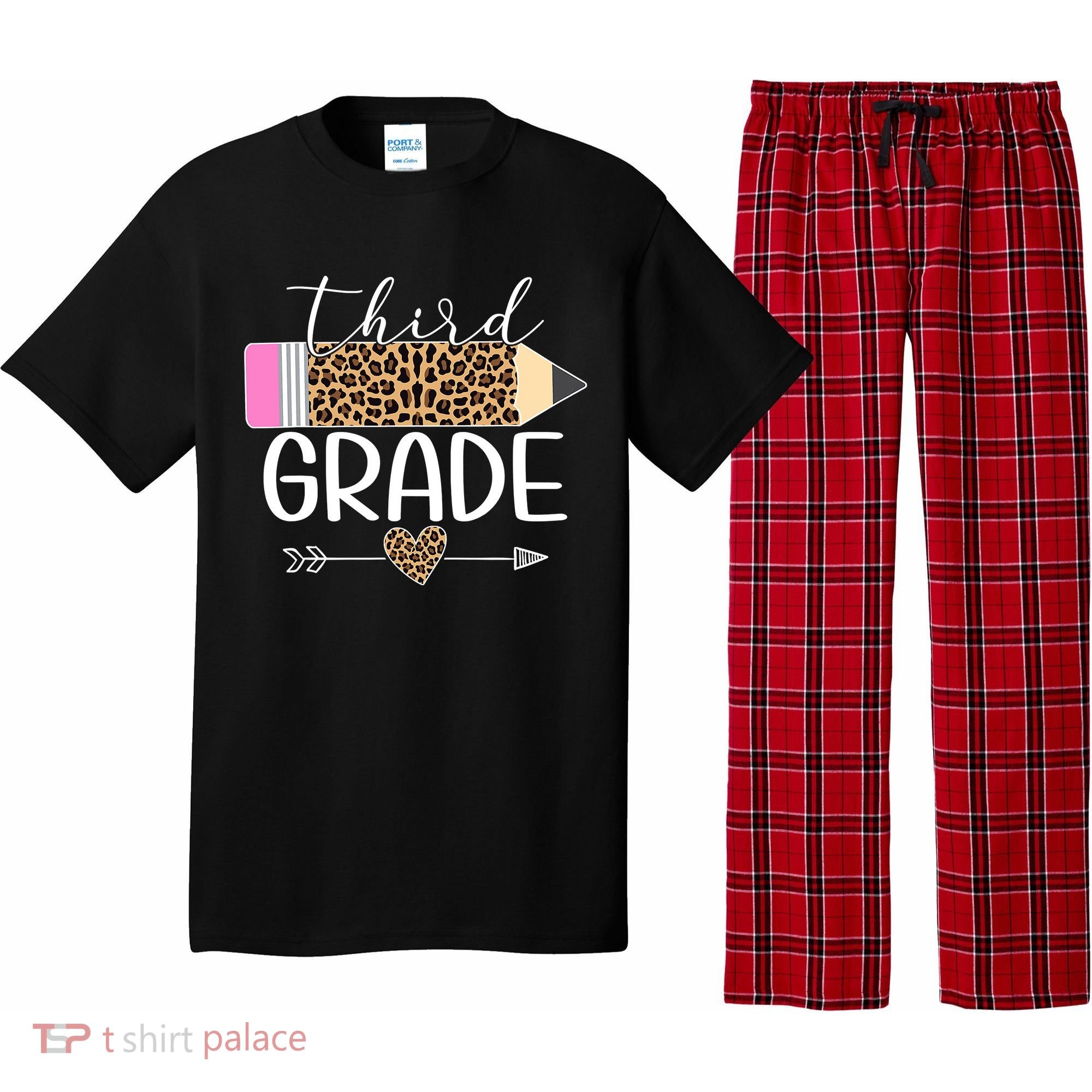 Third Grade Leopard Pencil Back To School Teachers Pajama Set