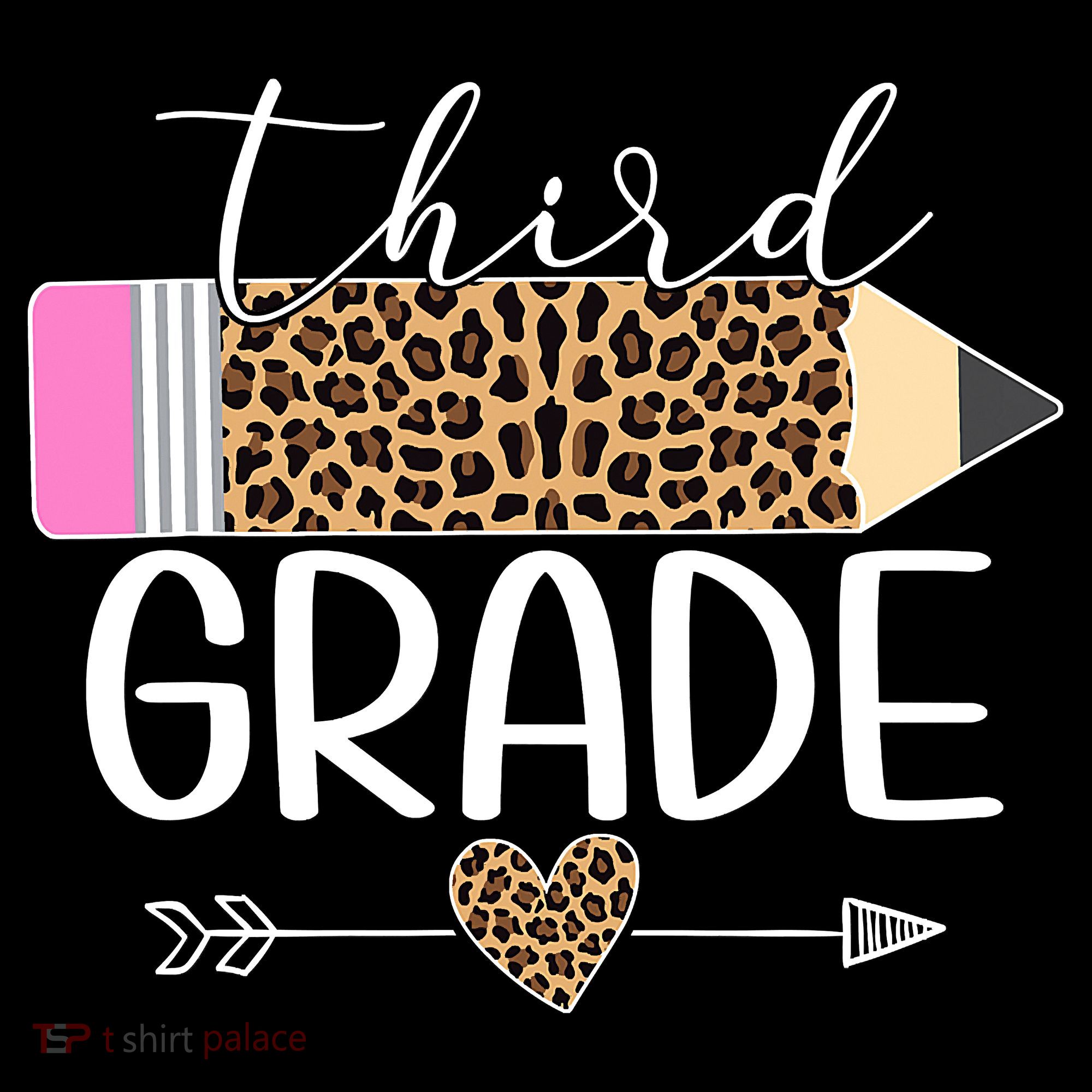Third Grade Leopard Pencil Back To School Teachers Polo