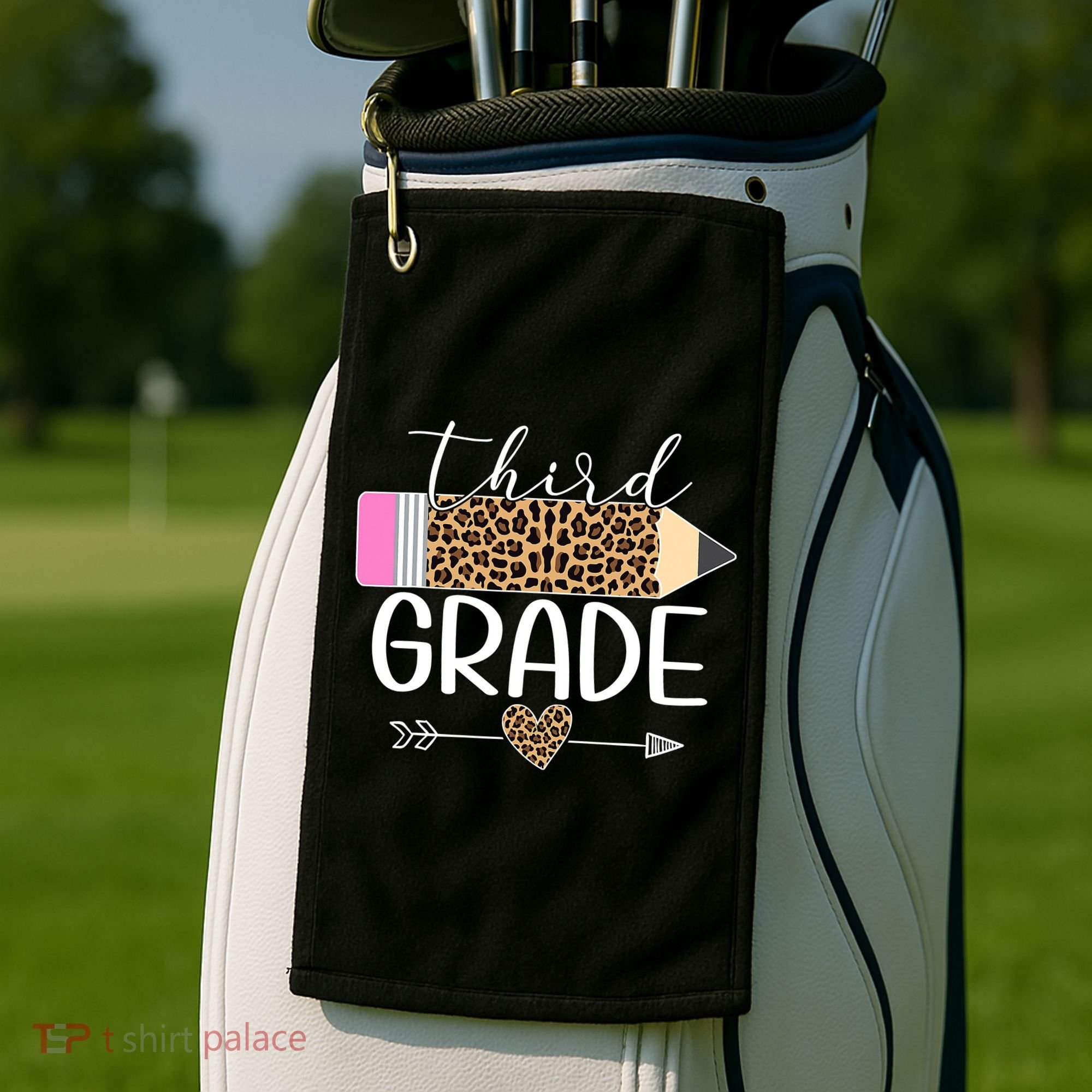 Third Grade Leopard Pencil Back To School Teachers Golf Towel