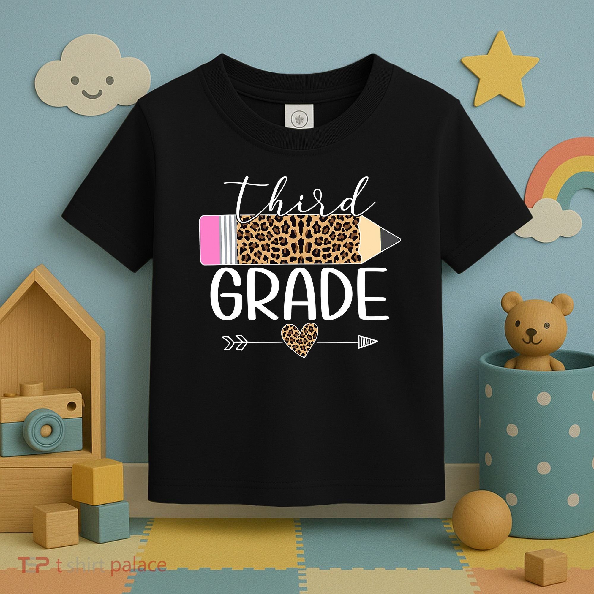 Third Grade Leopard Pencil Back To School Teachers Toddler T-Shirt