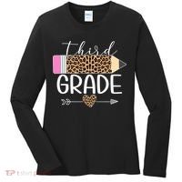 Third Grade Leopard Pencil Back To School Teachers Women's Long Sleeve Shirt thumb 0