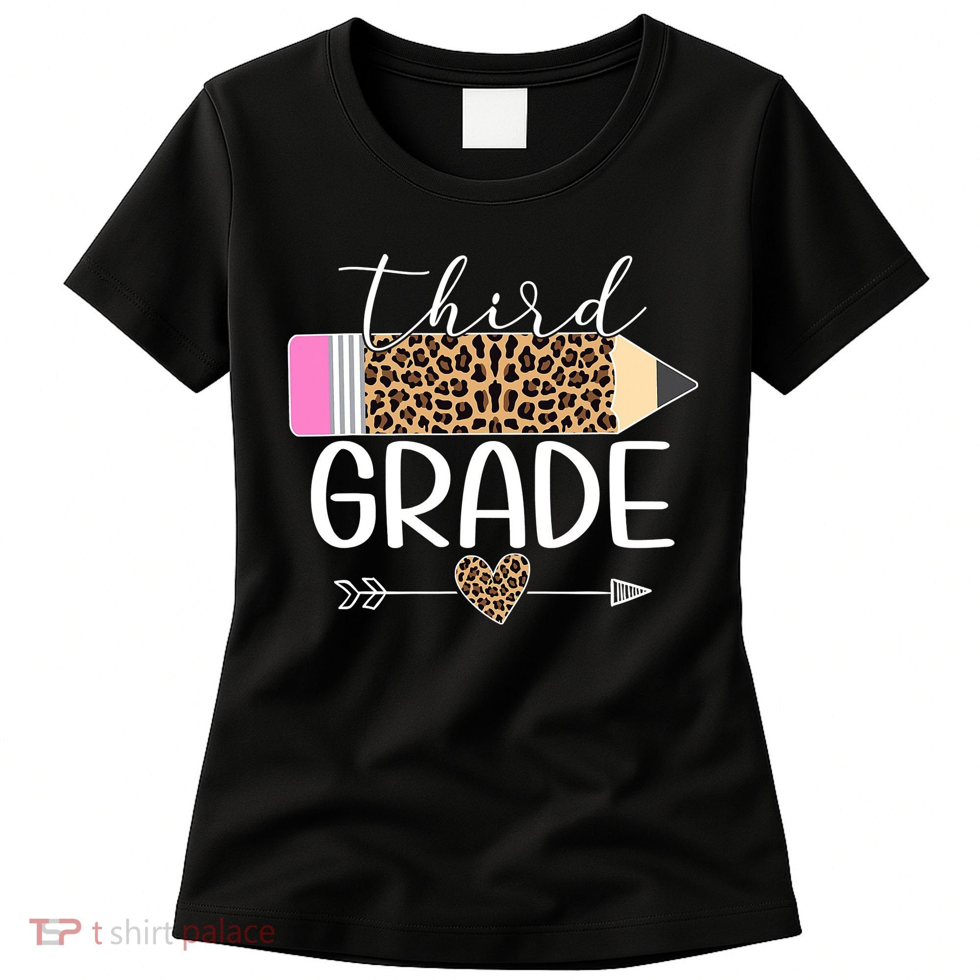 Third Grade Leopard Pencil Back To School Teachers Women's T-Shirt