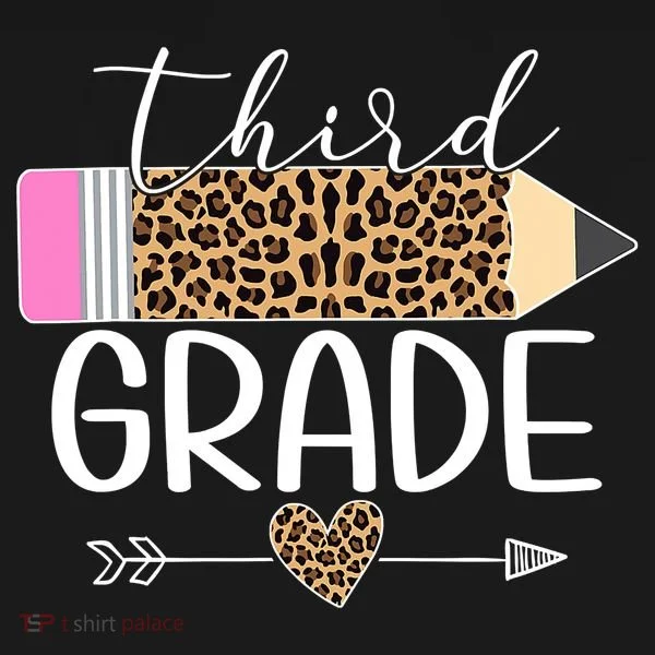 Third Grade Leopard Pencil Back To School Teachers Women's T-Shirt