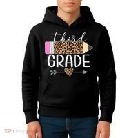 Third Grade Leopard Pencil Back To School Teachers Kids Hoodie thumb 4