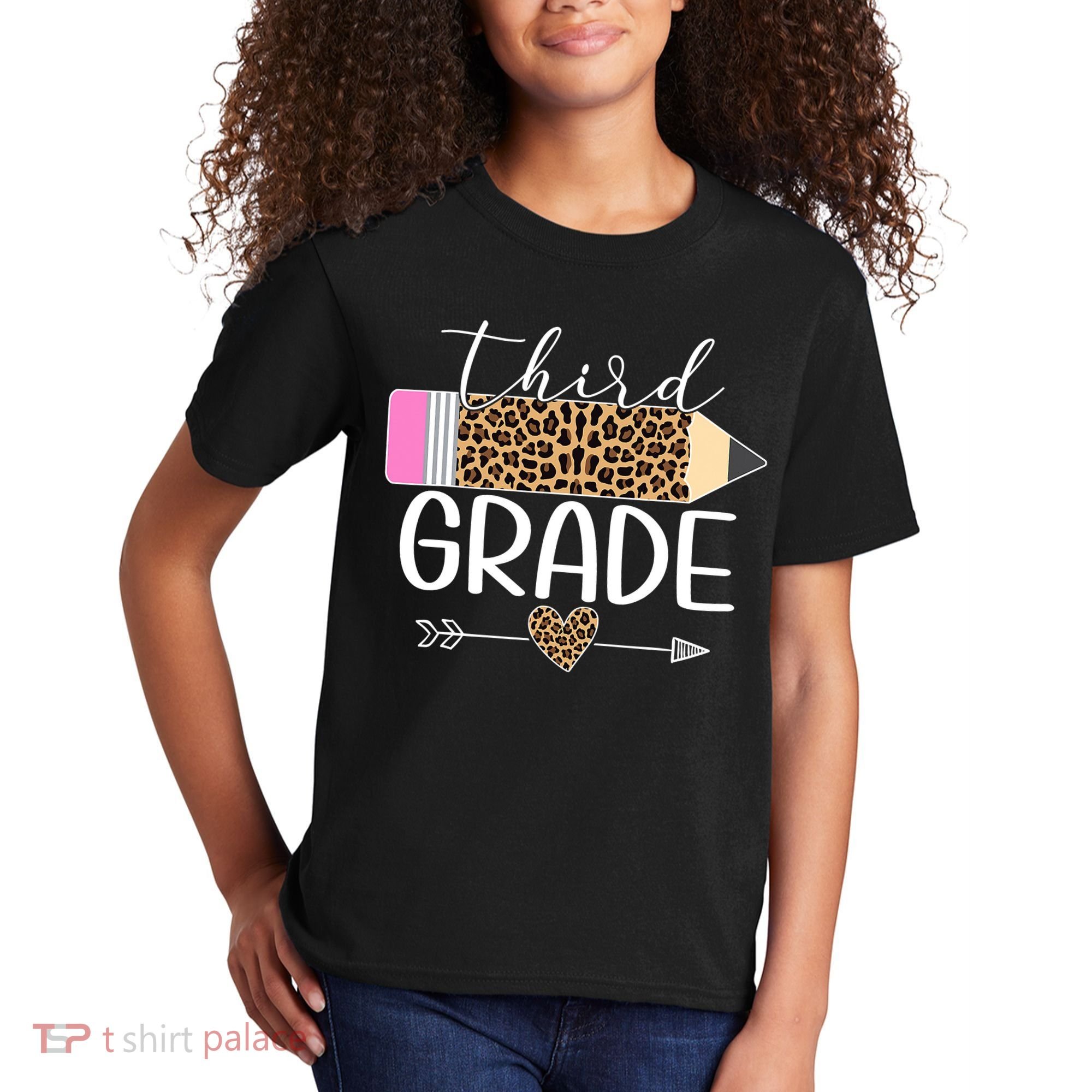 Third Grade Leopard Pencil Back To School Teachers Kids T-Shirt